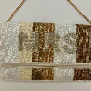 “MRS” Beaded Clutch with Chain